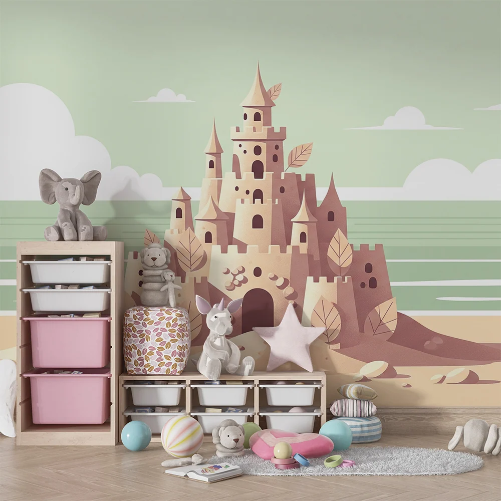 Papel de parede para quarto de crianç | Castelo de areia encantado na praia