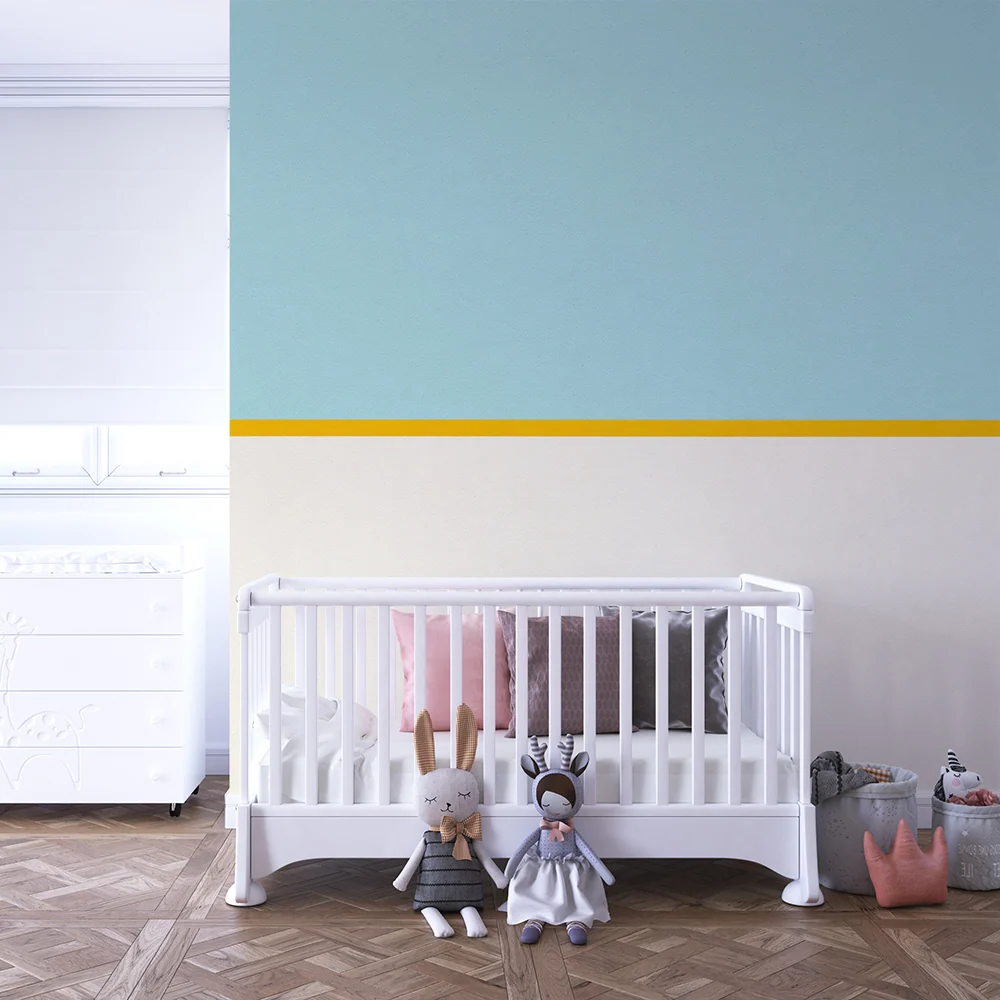 Papel de parede para quarto de crianç | Design minimalista com listas de cores suaves