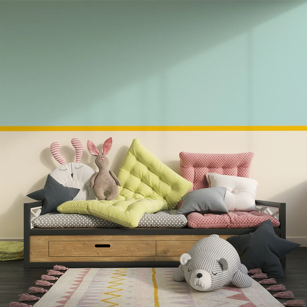 Papel de parede para quarto de crianç | Design minimalista com listas de cores suaves