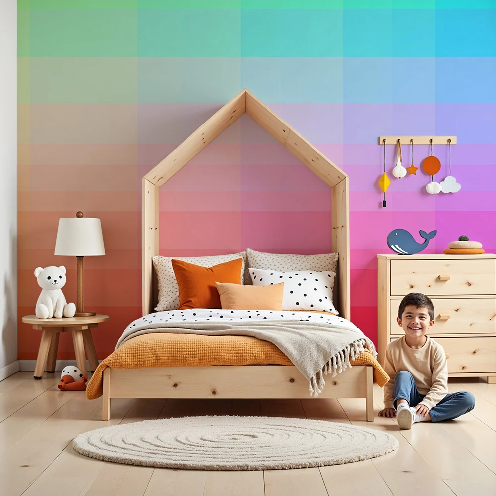 Papel de parede para quarto de crianç | Gradiente de cores vivas e suaves