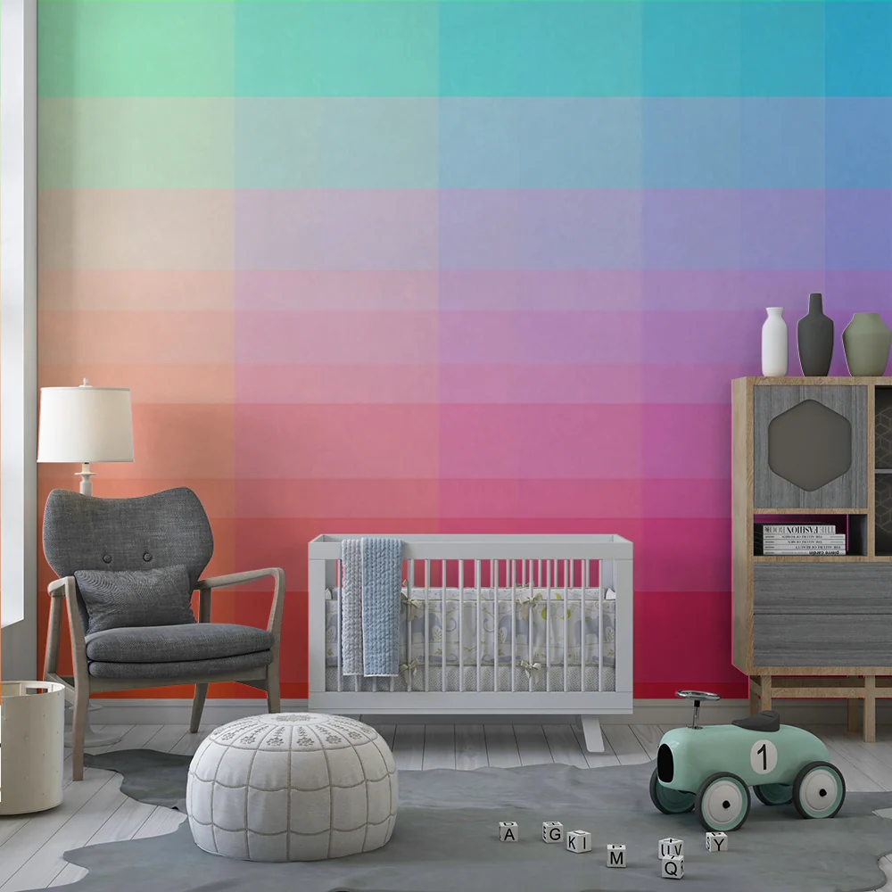 Papel de parede para quarto de crianç | Gradiente de cores vivas e suaves