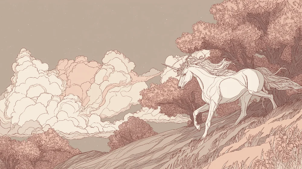 Papel de parede para quarto de crianç | Unicórnio majestoso numa paisagem de sonho