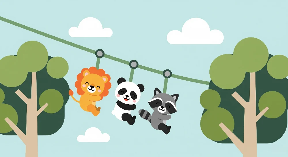 Papel de parede quarto bebê | Animais divertidos numa selva lúdica