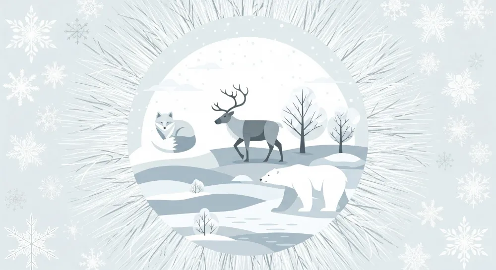 Papel de parede quarto bebê | Animais polares em uma paisagem de inverno tranquila