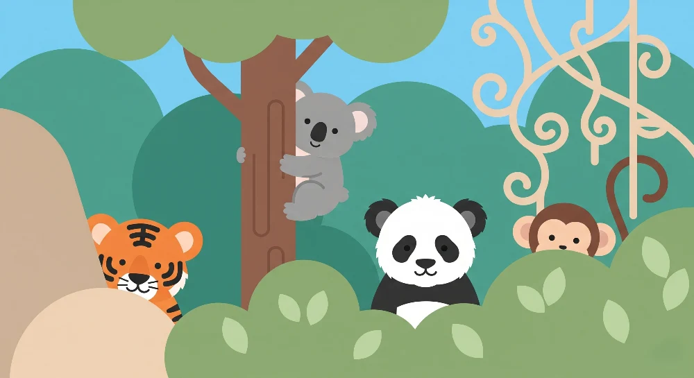 Papel de parede quarto bebê | Animais da selva alegres