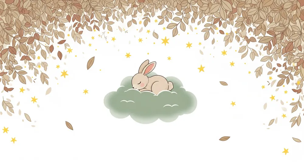 Papel de parede quarto bebê | Coelho adormecido numa nuvem