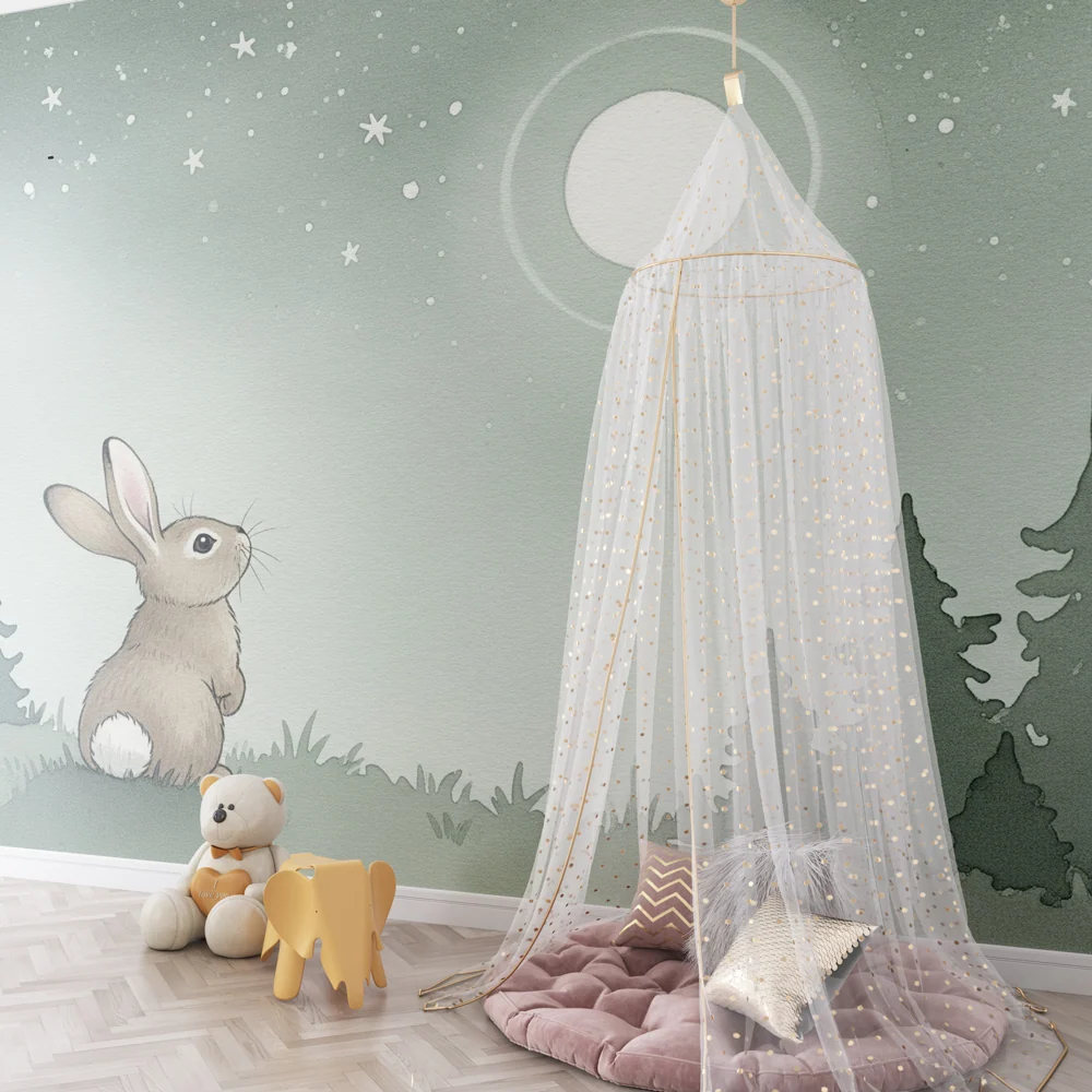 Papel de parede quarto bebê | Coelho sob lua