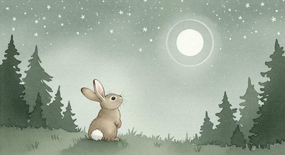 Papel de parede quarto bebê | Coelho sob lua