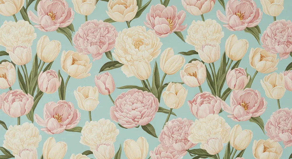 Papel de parede quarto bebê | Flores pastel e suavidade primaveril