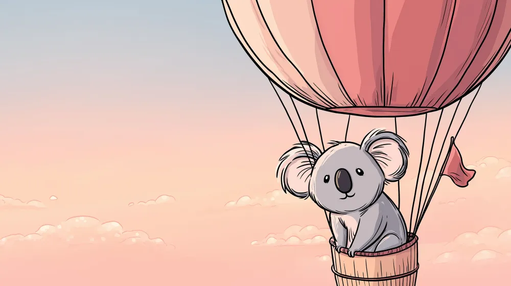 Papel de parede quarto bebê | Koala em um balão de ar quente