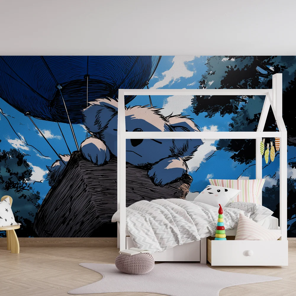 Papel de parede quarto bebê | Koala sonhador nas nuvens