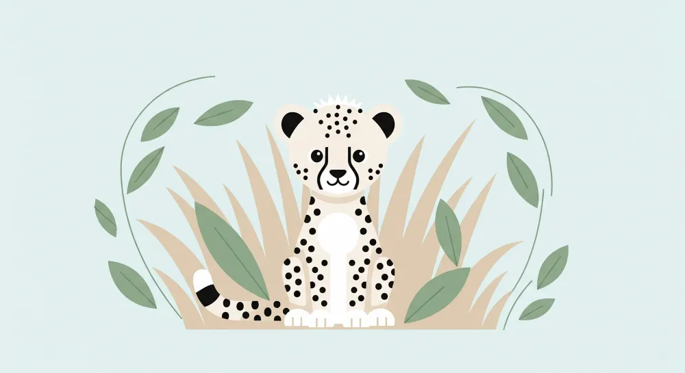 Papel de parede quarto bebê | Leopardo fofo e selva tropical