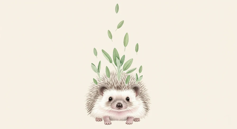 Papel de parede quarto bebê | Ouriço e vegetação suave