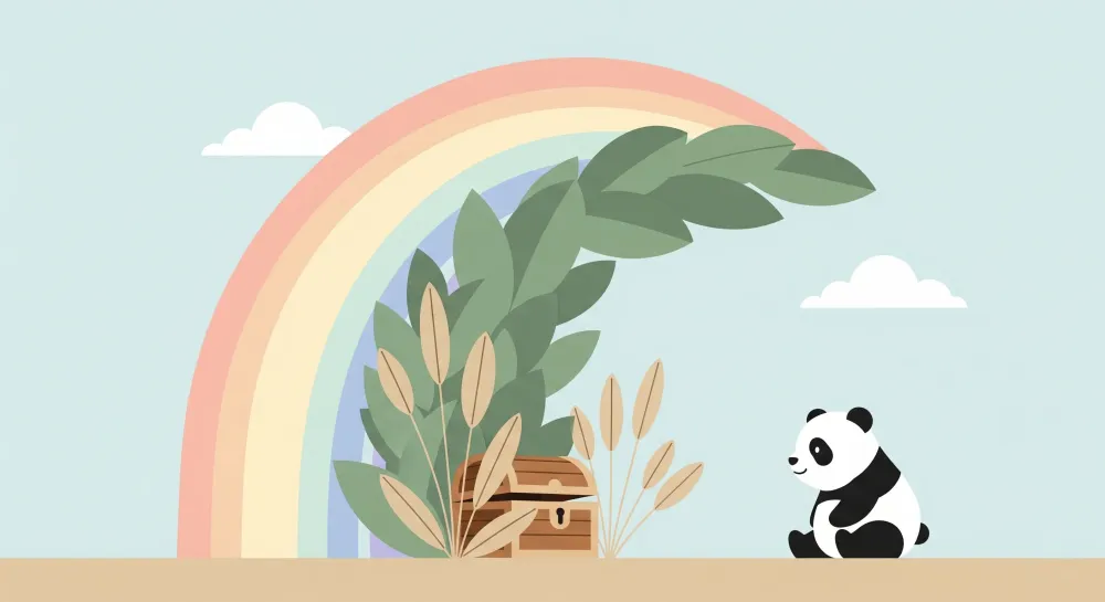 Papel de parede quarto bebê | Panda e arco-íris num mundo mágico