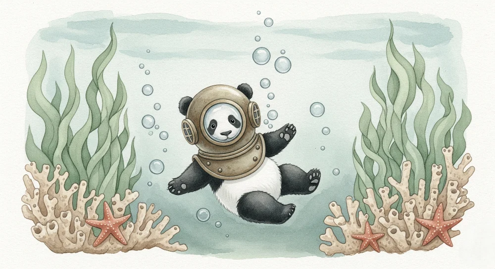 Papel de parede quarto bebê | Panda explorador submarino