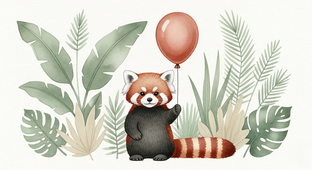 Papel de parede quarto bebê | Panda vermelho e rachaduras exóticas