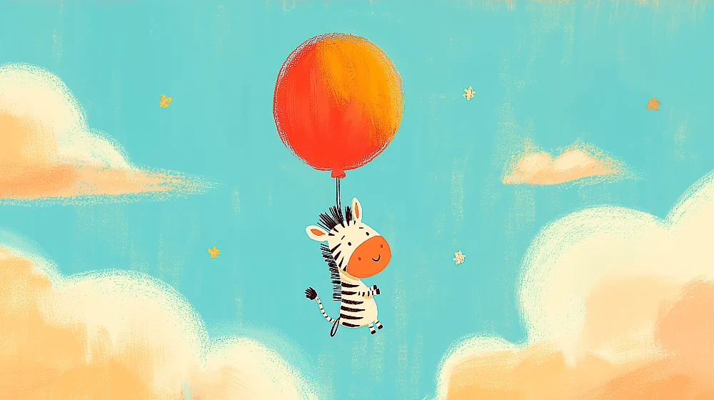 Papel de parede quarto bebê | Pequeno zebra nas nuvens