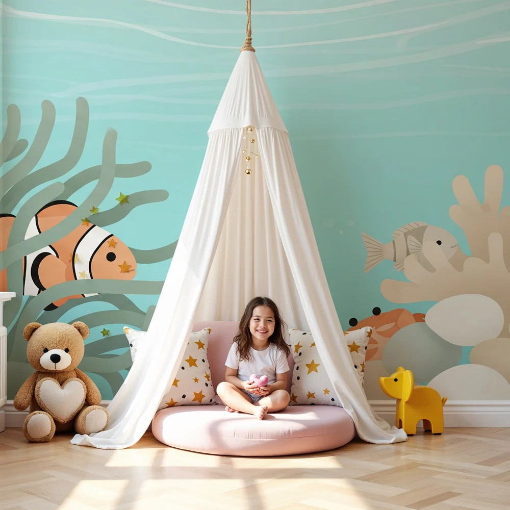 Papel de parede quarto bebê | Submarino e amigos coloridos