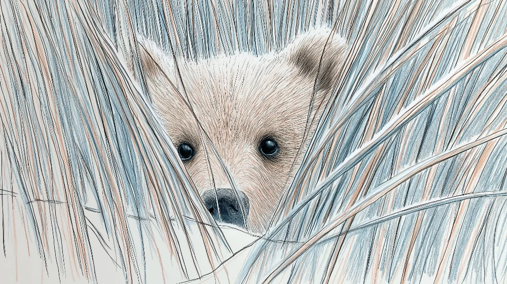 Papel de parede quarto bebê | Urso escondido nas ervas