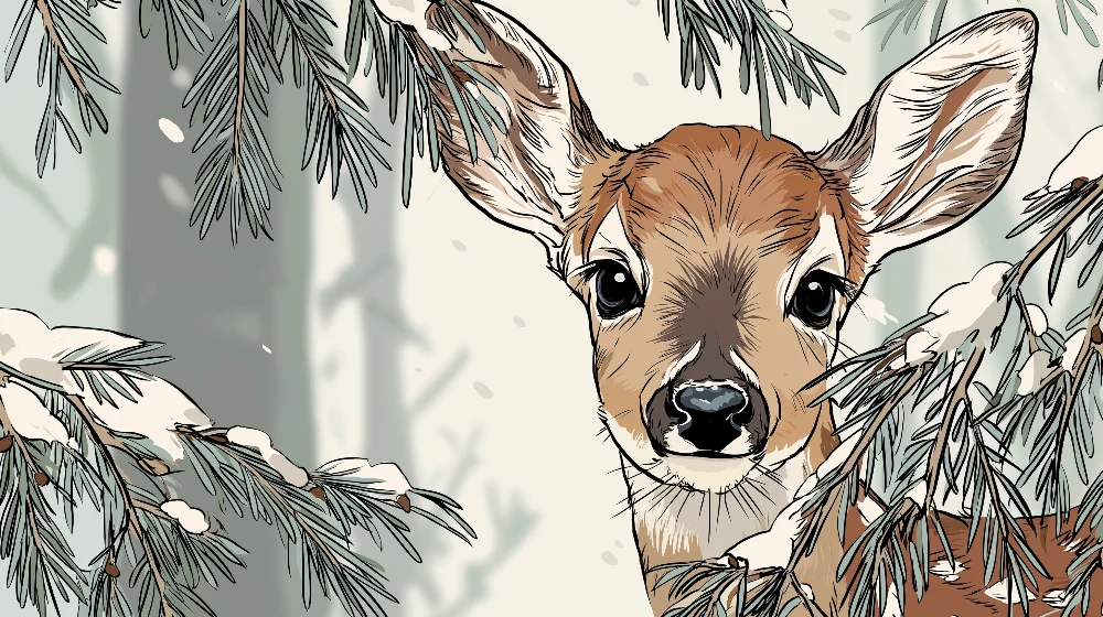 Papel de parede quarto bebê | Veado curioso no coração da floresta
