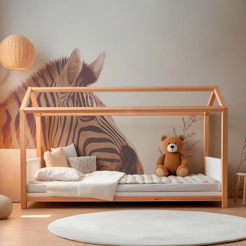 Papel de parede quarto bebê | Zebra e natureza suave