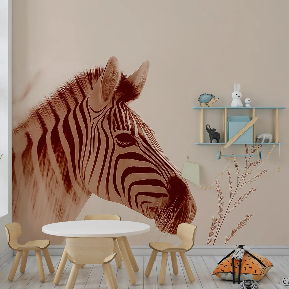 Papel de parede quarto bebê | Zebra e natureza suave
