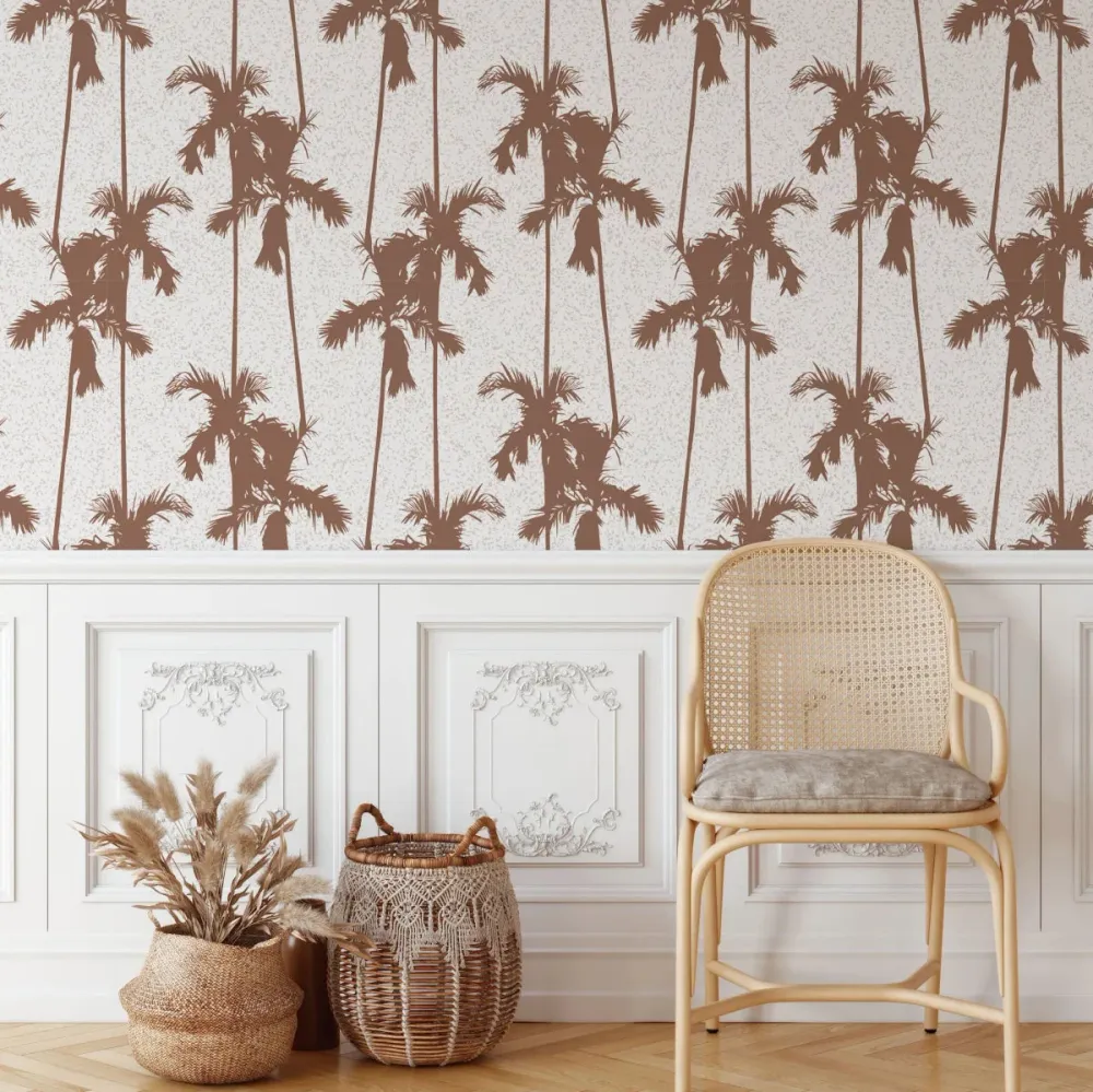 Papel de Parede Quarto Infantil com Padrão Repetido - Estampado Clay Palm | Rouiller