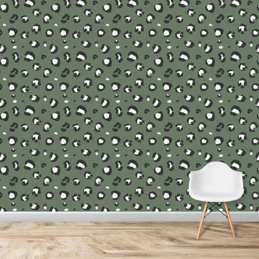 Papel de Parede Quarto Infantil com Padrão Repetido - Estampa Leopardo | Sage