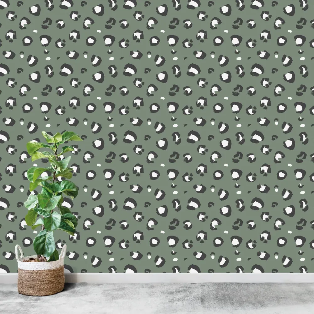Papel de Parede Quarto Infantil com Padrão Repetido - Estampa Leopardo | Sage