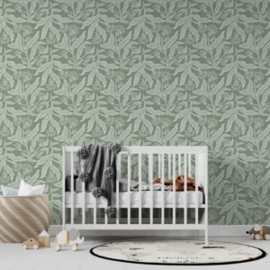 Papel de Parede Quarto Infantil com Padrão Repetido - Elodies Thistle - Sálvia