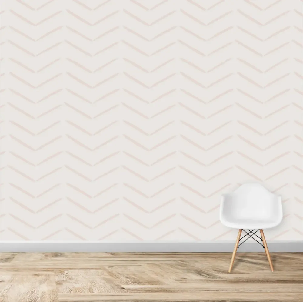 Papel de Parede Quarto Infantil com Padrão Repetido - Chevron | Rosa