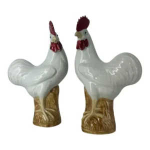 Par de Galos Orientais em Porcelana