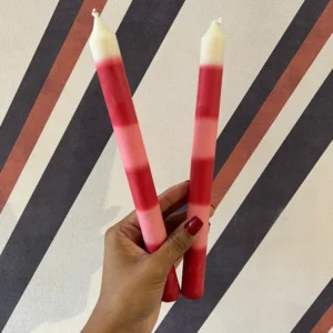 Par de Velas Longas Rosa e Vermelho