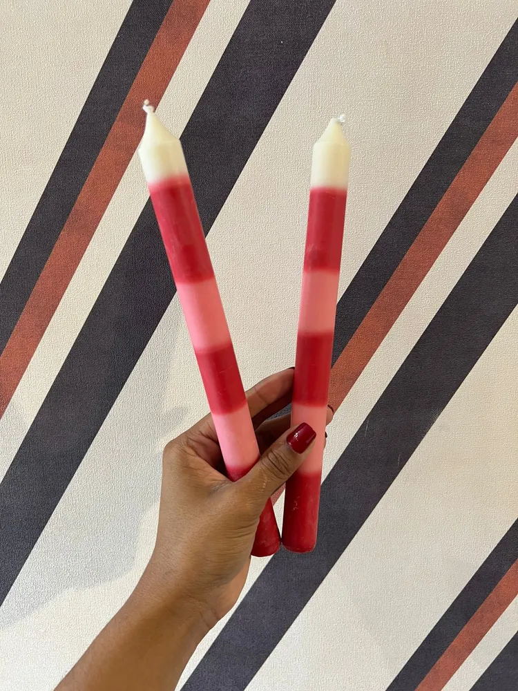 Par de Velas Longas Rosa e Vermelho