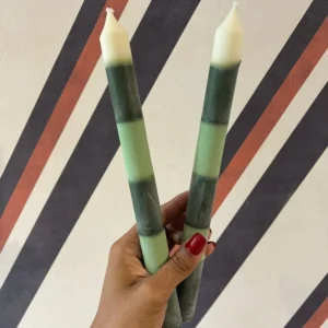 Par de Velas Longas Verde e Branco