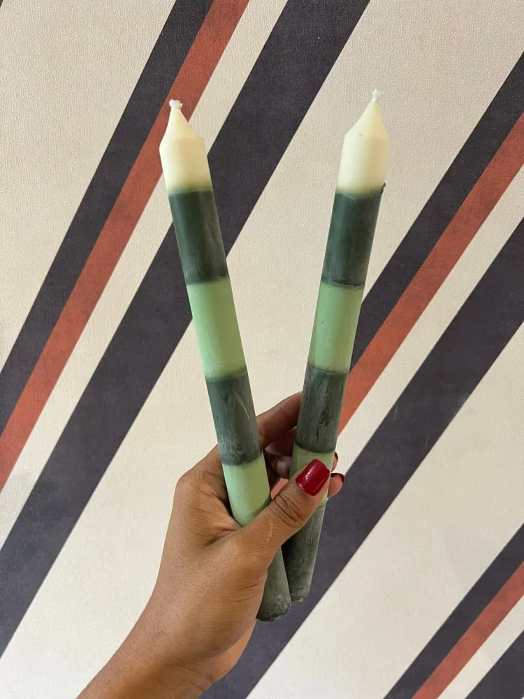 Par de Velas Longas Verde e Branco