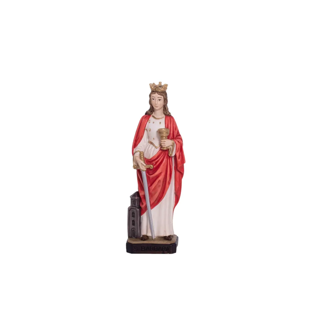 Estátua de Santa Bárbara em resina e mármore Pasquini