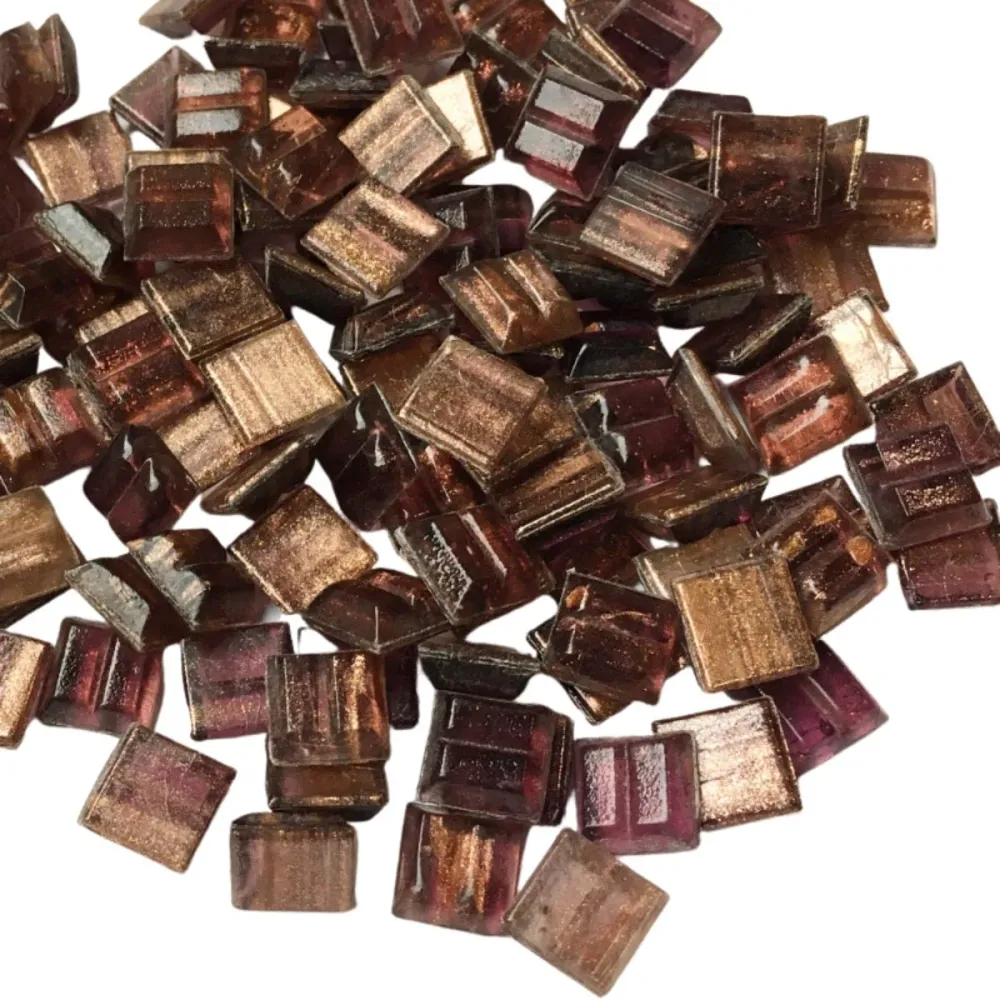 Pastilha de Vidro com Veios de Ouro 10mm Veludo