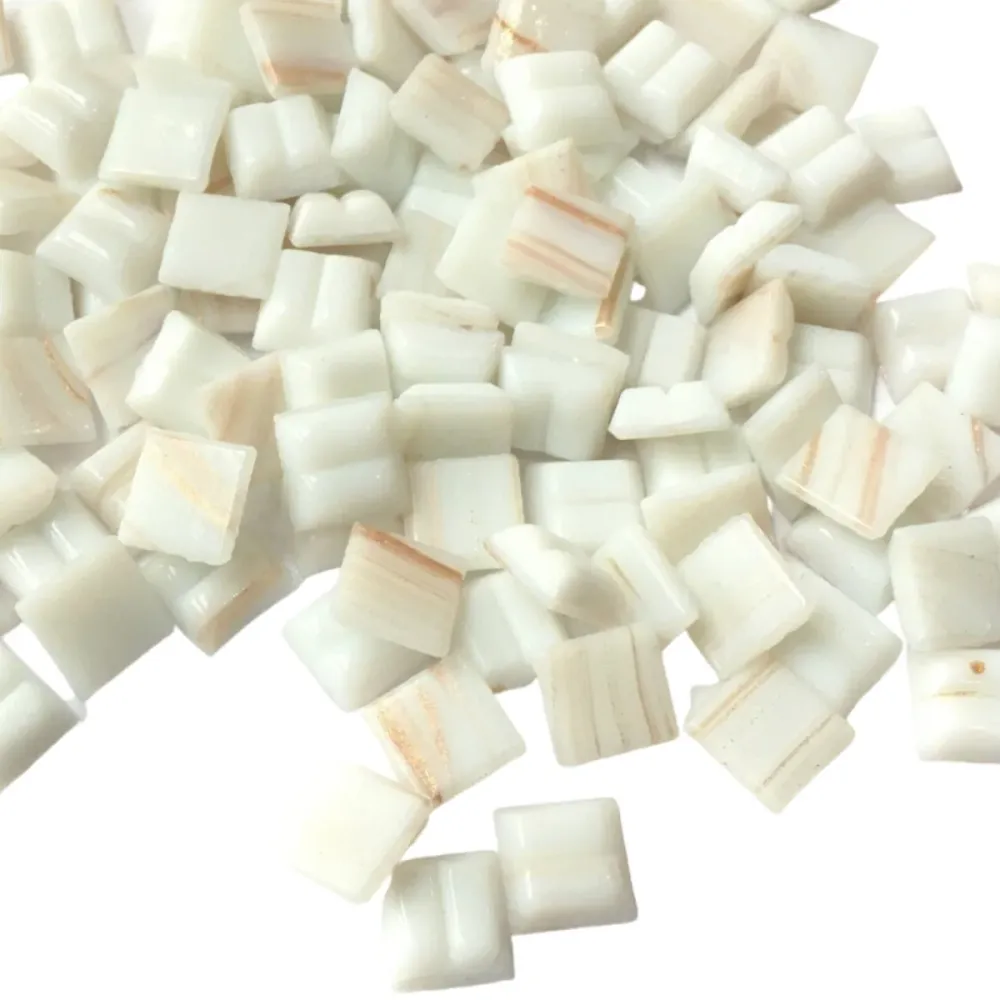 Pastilha de Vidro com Veios de Ouro 10mm Ouro Branco