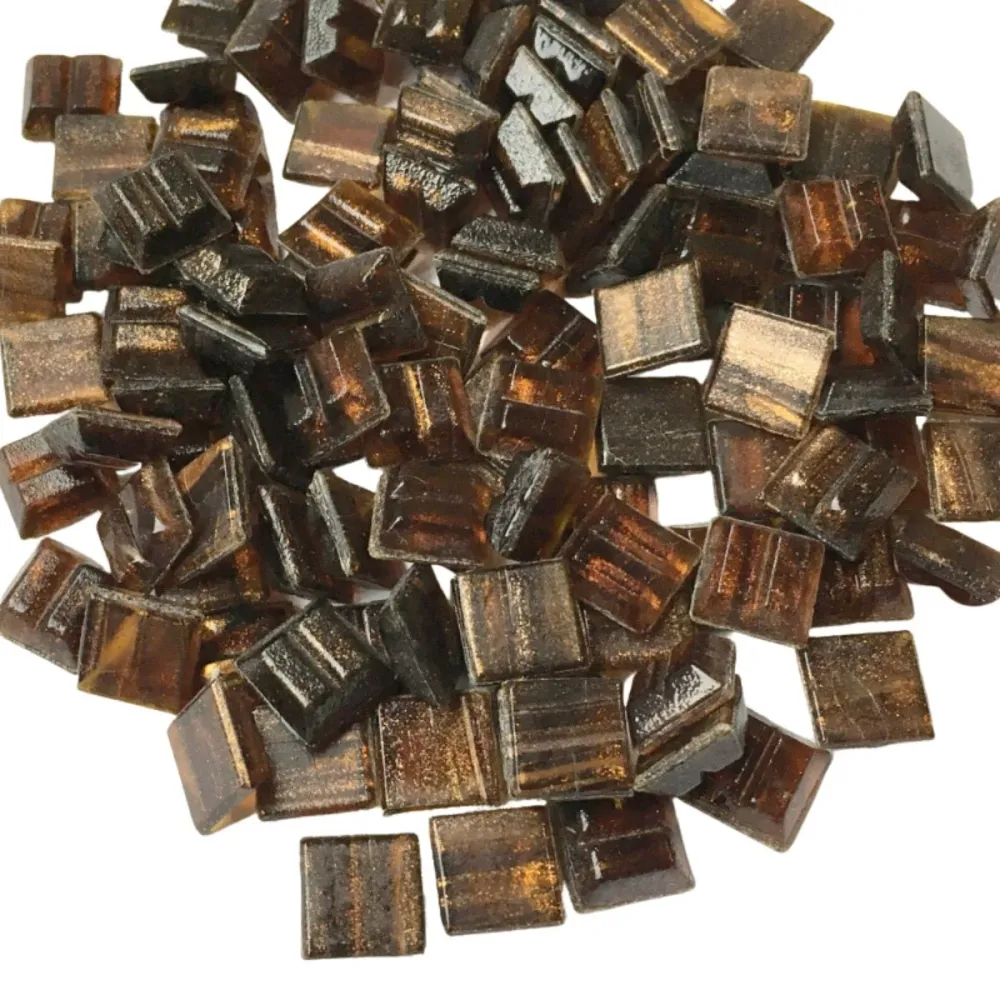 Pastilha de Vidro com Veios de Ouro 10mm Topázio Profundo