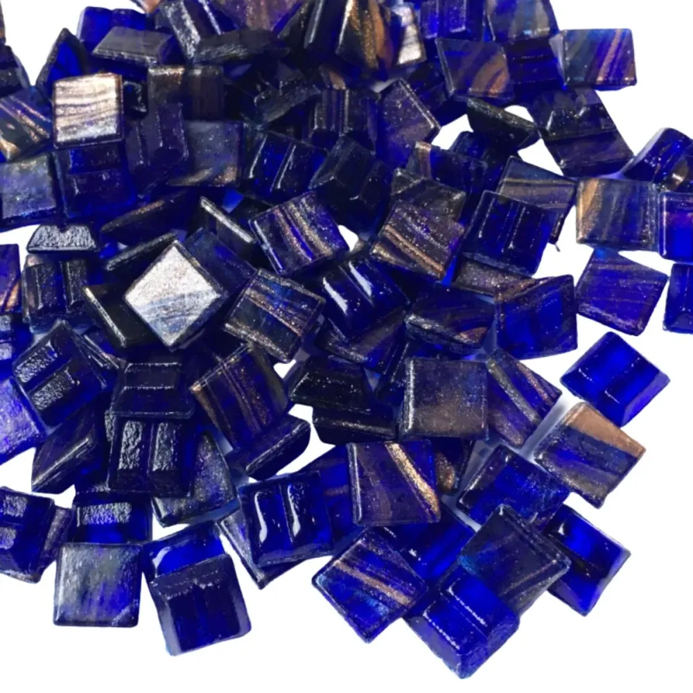 Pastilha de Vidro com Veios de Ouro 10mm Azul-noite