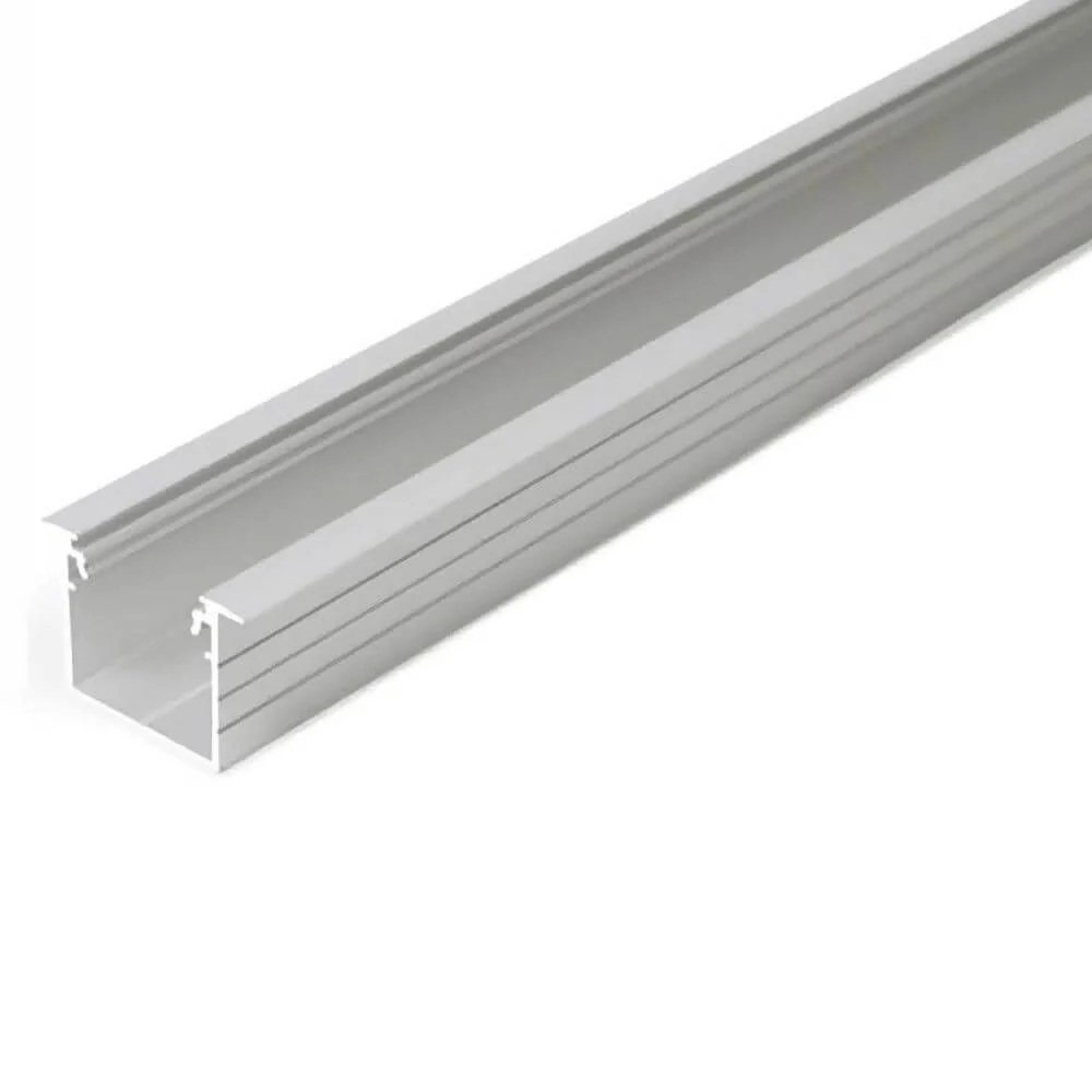 Perfil de encastrar de 200 cm de profundidade em alumínio anodizado sem tampa para fitas LED