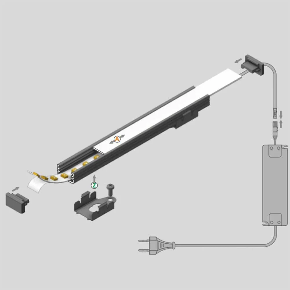 Perfil de montagem saliente mini 200cm em alumínio anodizado sem tampa para fitas LED