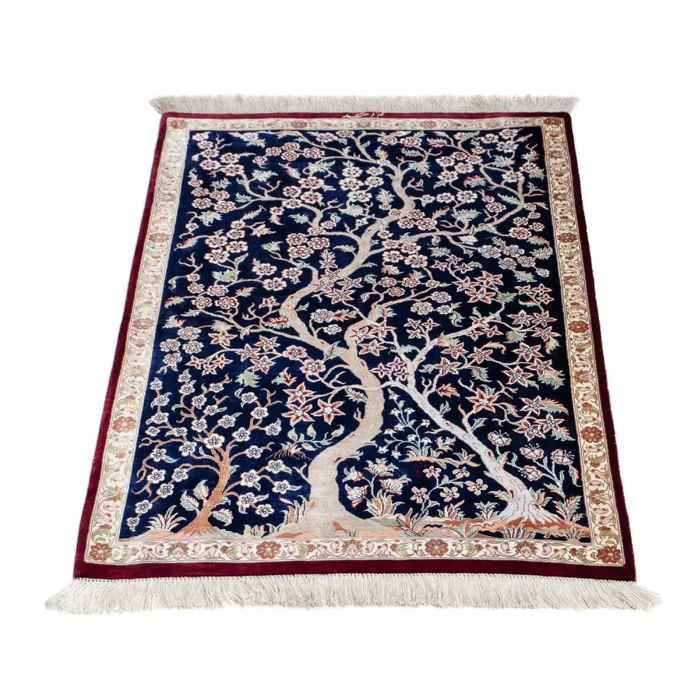 Perserteppich - Ghom 87 x 59 cm - dunkelblau