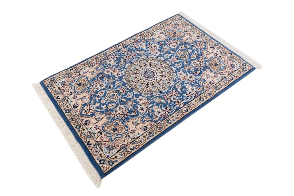 Perserteppich - Nain - 90 x 60 cm - blau
