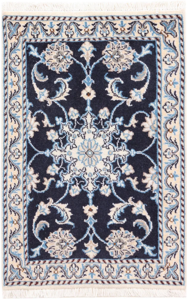 Perserteppich - Nain - 90 x 60 cm - dunkelblau