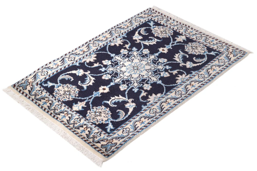 Perserteppich - Nain - 90 x 60 cm - dunkelblau