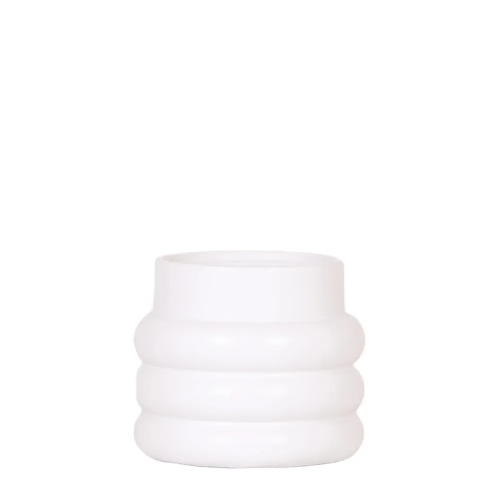 Pote decorativo de cerâmica bolha branca
