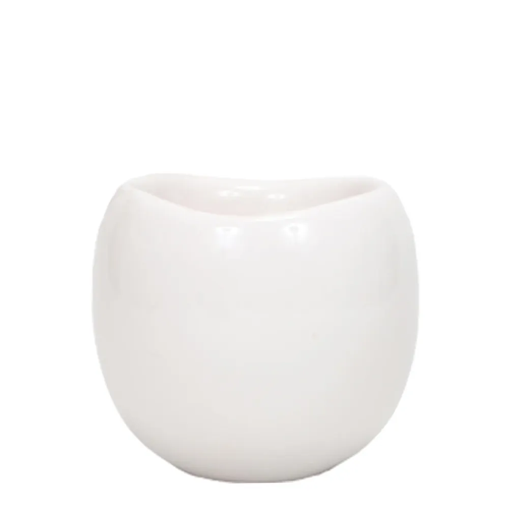 Pote decorativo de cerâmica branca