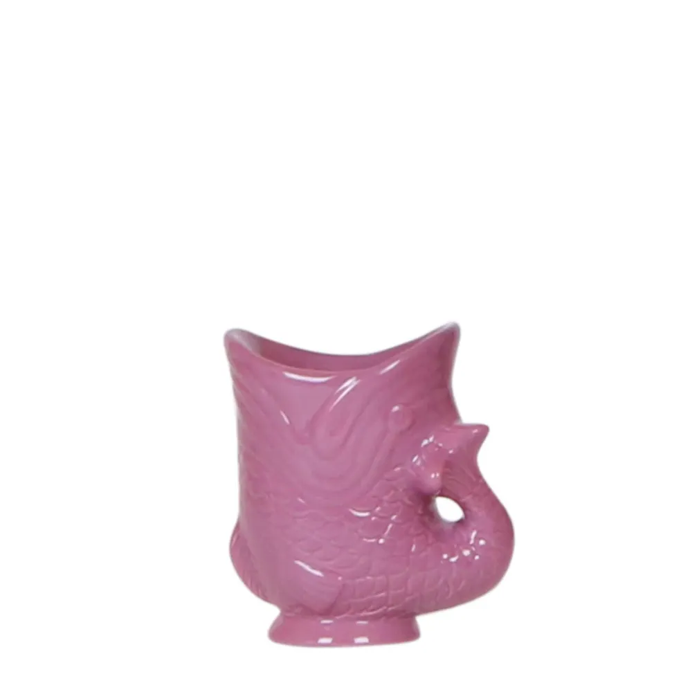 Pote Decorativo de Peixe em Cerâmica Lilás